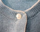 50s Girl's Sailor Cardigan - Size 5 Girls Button Front Sweater - Blue Wool Knit - Nautical Ship's Anchor - Preppy 1950s 60s - 5T Chest 24