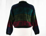 Size Large 80s Paisley Pullover - 1980s 90s Sweater - Teal Blue Pink Olive Green Navy & Black - Oversized Jumper - Pasta 1990s Mall Label