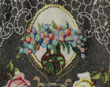 Antique 1900s 1910s Beaded Purse - Large & Impressive Edwardian Lady's Handbag - Art Nouveau Flower Filled Vase in Cameo - Roses and Fringe