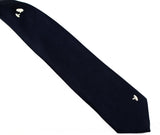 Men's 1950s Tie - Trompe L'Oeil Carpentry Theme Necktie - Hammered-In Nails Novelty Print Navy Blue Silk - 50s Mid Century Mens Wear