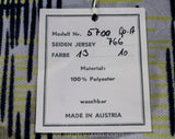 Size 6 70s Shirt - Navy Modernist Plaid Jersey Knit Top - Small Long Sleeve Blouse - Made in Austria NWT Deadstock - 1960s 1970s - Bust 34