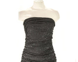 Size 2 Strapless Party Dress - Pewter Gray Knit Cocktail - 80s Designer Angelo Tarlazzi Paris France - Sparkling Metallic Silver - Bust 32