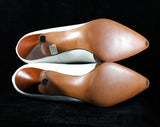 Size 8.5 Spectator Stilettos - Unworn Deadstock Shoe - Size 8 1/2 Two Tone Brown 1950s High Heels - Pointed Toes - NOS 4 Inch Slender Heels