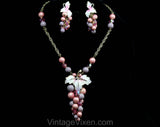 1950s Grapes Necklace & Earrings - Pink and Purple Bauble Clusters by Park Lane - Two Tone 50s Demi Parure - Pastel Spring Chic - 50578