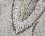Pastel Embroidered Tablecloth - Cream Cocoa Pink Blue & Mint Green Leaves Embroidery - Soft Elegant Rustic Large Rectangle - Spring Hues