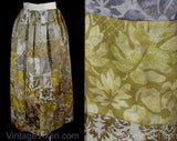 Size 8 Autumn Maxi Skirt - Chic Bohemian Cotton Patchwork Skirt - Golden Tawny Brown Sage Copper Sateen - Ankle Length - Waist 26.5 - 50779