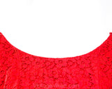 Size 8 Red Lace Dress - Classic Mid Century 1950s Vintage Vixen Cocktail - 50s Ballerina Fit and Flare Silhouette - Elegant Party - Waist 27