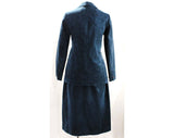 Size 6 Halston Suit - Dark Blue Faux Suede Two Piece - 70s Preppy Designer - Navy Midnight Ultra-Suede Shirt Jacket & Skirt - Waist 26.5