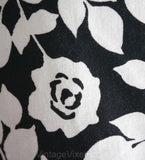 Size 8 60s Dress - Black & White Roses Cotton Dress - Summer 60's Sheath Dress - Sleeveless - Deadstock - Vine Like Floral - Bust 36 - 37479