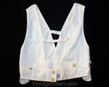 ca. 1919 Child's Quaint Cotton Undergarment - Antique Size 5T Girls Boys Hickory Waist Underwear with Carved Bone Buttons - 1910s Deadstock