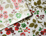 50s Floral Print Fabric - 47 x 44.5 Inches Wide - Pink Red Green White 1950's Cotton Blend Flowers Broadcloth Yardage - 1.3 Yards 1 1/3
