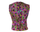 Size 6 Paisley 1960s Top - Violet Purple Sleeveless Shell - Small 60s Secretary Style Tailored Blouse - NOS Deadstock with Tags - Bust 34
