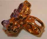 Huge 60s Statement Ring - Fab Artisan 1960s Rock Tumbler Ring with Amethyst & Moonstones - Size 7.5 - Purple - Artisan - NWT - 32102