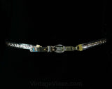 1950s Glitter Belt - Size 8 to 10 - Medium - 50s Silver & Gold Modernist Mid Century - Skinny Width - Solid Metal Buckle - Waist 27 to 28.5