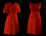 Size 6 Burnt Orange Mod Dress & Coat - 1960s Modernist Office Ensemble - Beautiful 60s Sleeveless Dress - Emma Domb Deadstock - Bust 34.5