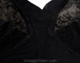 1960s 32A Black Bra - ca. 1963 Perky Mid Century Brassiere with Floral Embroidery - Style 1161 NIB Deadstock - Size 32 A - Bust 32 to 35