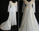 Size 8 Bridal Gown - Charming Empire Wedding Gown with Antique Inspiration - Medium Traditional Wedding With Train - Bust 35 - Waist 29