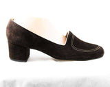 Size 10 Vintage Shoes - Brown Suede 1970s Pumps - 70s Sueded Leather Heels - Quality Sophisticated NOS - 70's Deadstock - Size 10N Narrow