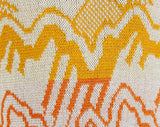 Size 000 Sweater - Native American Western TeePees Motif Mountain Scene - XXS Oversized Boho Pullover - Yellow Orange Gold White - Bust 36