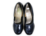 Size 6 1940s Navy Shoes - Dark Blue Leather Pumps with Classic Design - WWII Era 40s Deadstock High Heels - Size 6A and 6AA Narrow MISMATCH