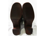 Size 6 Trompe L'Oeil 60s Boots - Brown Waterproof Rubber - Sophisticated 1960s - Faux Buckles - Fleece Lined - Unworn - Deadstock - 43295-5