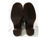 Size 6 Trompe L'Oeil 60s Boots - Brown Waterproof Rubber - Sophisticated 1960s - Faux Buckles - Fleece Lined - Unworn - Deadstock - 43295-6