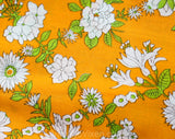 Girl's Size 5T Dress - 1960s Orange Floral Girls Summer Frock - Childs 60s Mod Style with Green Botanical Cotton Print - Puffed Sleeves