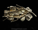 Napier Dogwood Brooch & Earrings - Gold Vermeil and Sterling - Beautiful 50s 60s Demi Parure - State Flower Virginia North Carolina - 50584