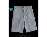 Teen Boy's 1960s Shorts - Size 16 18 Blue Chambray Seersucker Bermuda Style Shorts - 60s Summer Preppy Classic Deadstock - NWT - Waist 28