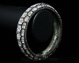 Glam Rhinestone Bangle Bracelet - 1930s Style Jewelry - Sophisticated Glamour - Movie Star Look - Pave Set Rhinestones & Silver Tone Metal