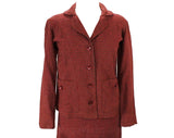 Size 10 Tweed Suit - 1950s Brick Red & Charcoal Gray Tailored Medium Jacket and Skirt - Maroon Checked Wool - Late 50s Early 60s - Waist 28