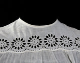 Size 6 1940s Peasant Blouse - Fresh White Cotton Short Sleeved Top with Daisy Eyelet Embroidery - 40s Spring Summer Sheer Shirt - Bust 34