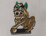 Men's Small Hawaiian Khaki Shirt - Fierce Asian Foo Dog Screen Print - 1960s Summer Resort Shirt - 60s Malihini Hawaii Label - Chest 38