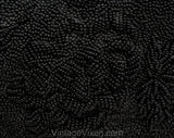 Black Beaded Evening Bag - 1950s Formal Purse - 50s 60s Caviar Beads Handbag - Elegant Rich Puffy Flowers Beadwork with Scallop Frame