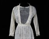 Antique 1900s Dress - XS Winsome Wearable Edwardian Afternoon Gown - Size 0 Feminine Rose Print Cotton & Dainty Net - Lace Trim - Waist 23