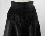 Size 2 1940s Cigarette Girl Style Black Skirt - Flared Taffeta with Fringe - Small 40s 50s Pin Up Skirt - Post WWII Burlesque - Waist 24