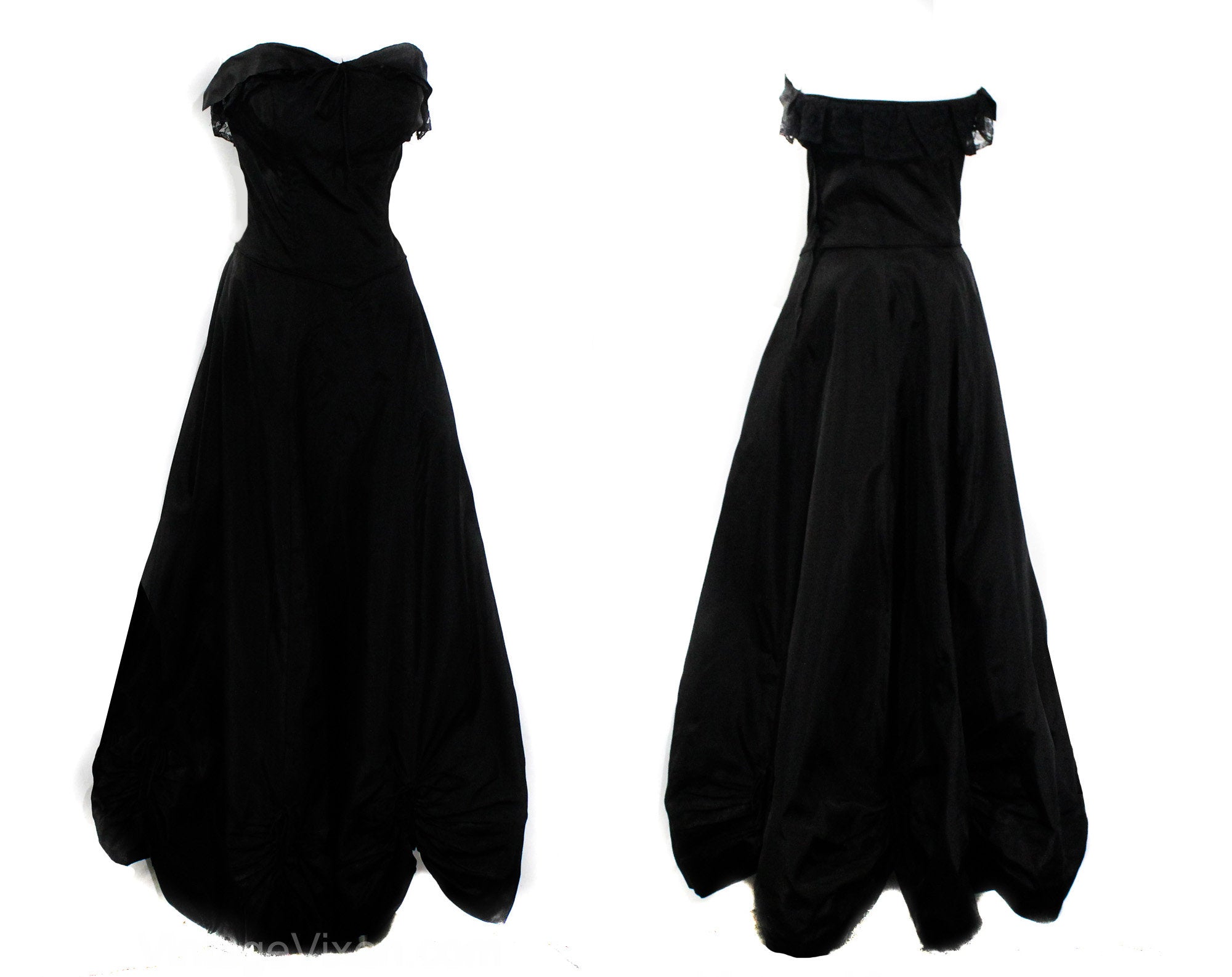Size 2 1940s Evening Dress - XS Black Taffeta Authentic 30s 40s Formal –  Vintage Vixen Clothing