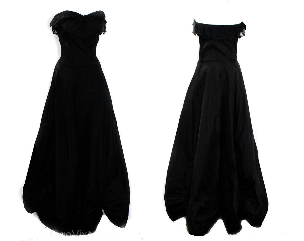 1940s black dress Shirt-waister selling Stanwyck style Size 2 1940s Evening Dress