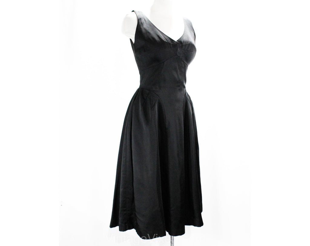 Size 6 Black Satin 50s Cocktail Dress - 1950s Party - Sculpted Archite Vintage Vixen Clothing Size 6 Black Satin 50s Cocktail Dress - 1950s Party - Sculpted Archite Vintage Vixen Clothing