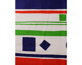 60s Mod Cotton Fabric - Over 3 Yards x 44.5 Inches - 1960s Canvas Yardage - Red White Blue Green Stripes & Geometric Shapes - B. Altman