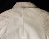 Girl's Size 12 Coat - Khaki Beige 1960s Canvas Child's Overcoat with Zip-Out Furry Lining - Fall Spring 60s Deadstock with Original Tags