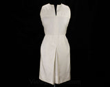 Size 6 White Silk Dress - Mod 60s Sleeveless Summer Sheath - Minimalist Design & Hand Woven Rope Belt - Small 1960s Resort Chic - Bust 34