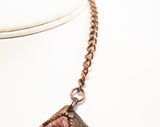 1950s Renoir Style MCM Necklace - Copper Brown Glitter & Bronze 50s Molded Plastic Mid Century Jewelry - Rockabilly Femme 1950's Casual