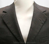 Men's Small 1960s Brown Worsted Men's Mod Jacket - 60s Tailored Sport Coat - British Invasion - Sharkskin Sheen - Chest 39 - 40808-1