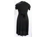 Size 8 1930s Maternity Dress - Black Rayon Crepe & Sequins Soutache - Short Sleeve Authentic 30s Cocktail - Dressing For Two Label - Bust 35