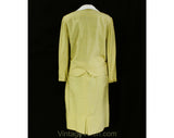 Size 10 Taupe Suit - 1950s Golden Yellow Faux Silk Tailored Jacket and Skirt by Peck & Peck - Late 50s Early 60s with Pockets - Waist 30