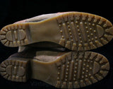 Size 6 1/2 Beige Suede Boots - 1970s Deadstock - Faux Shearling Lining - Beautiful Quality - Leather Buckle - Hiking Boot Sole - 43694-4
