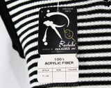Size 6 Sweater Vest - 1970s Sleeveless V Neck Pullover - Black & White Striped Knit Top - Cute Fall Autumn 70s NWT Deadstock - Bust 34