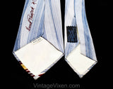 1940s Hand Painted Tie - California 40s Men's Wide Necktie - WWII Swing Era Men's Neckwear - 40's Blue Red Yellow White Novelty Cravat
