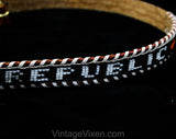 Large 1980s Banana Republic Belt - 80s Boho Native Tribal Style Tooled Leather Beadwork & Metal Buckle - Size 12 to 14 - Waist 30 to 34